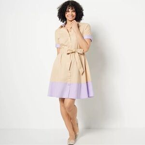 NWOT Isaac Mizrahi Color Block Poplin Dress